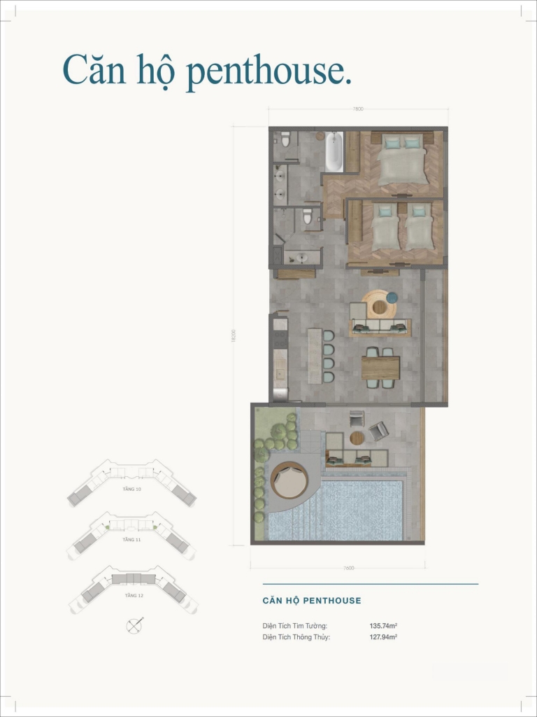 layout căn hộ Dự án Ixora Hồ Tràm by Fusion