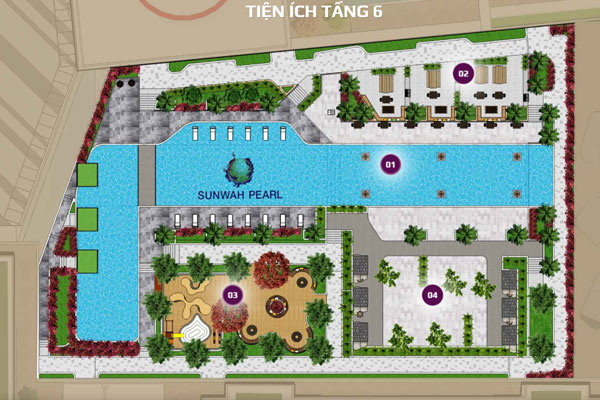 sơ đồ tiện ích nội khu dự án Sunwah Pearl