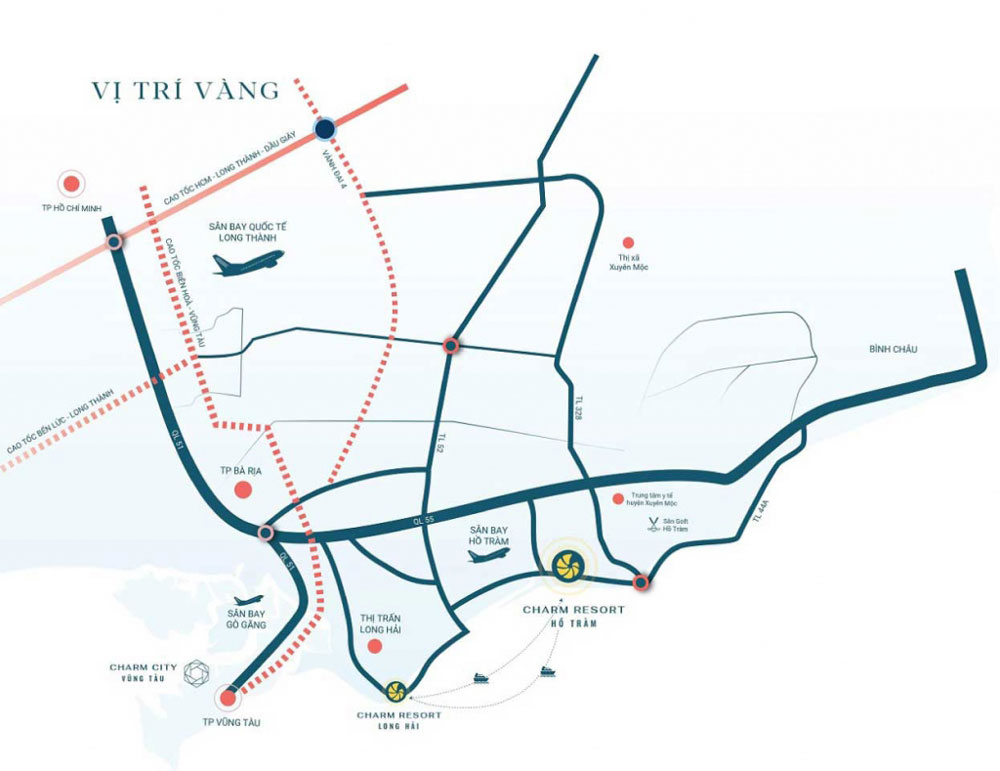 vị trí dự án Charm Resort Hồ Tràm